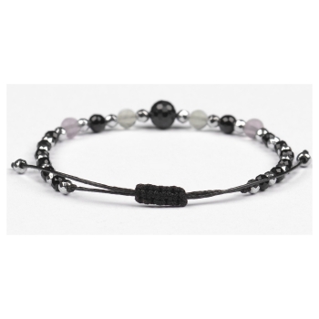 Bransoletka celebrytka czarny TURMALIN FLUORYT HEMATYT ochrona i spokój